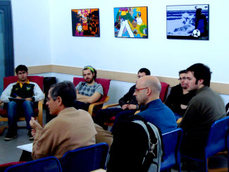 Viñas i Gómez amb els representants de l'estudiantat, a Manresa